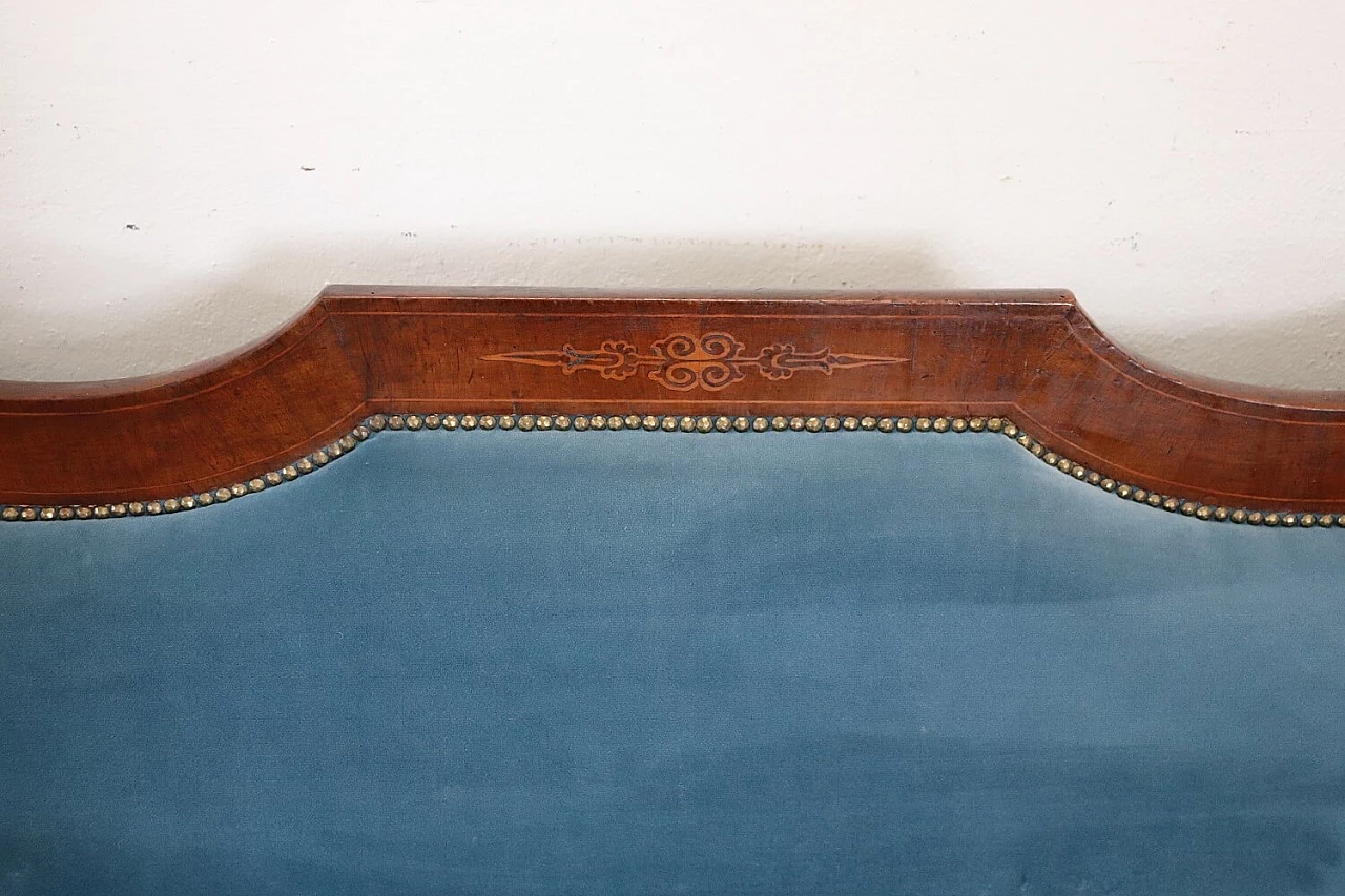 Charles X sofa in inlaid walnut and velvet, 19th century 7