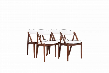 4 Chairs 31 in teak and bouclé by Kai Kristiansen for Schou Andersen, 1960s