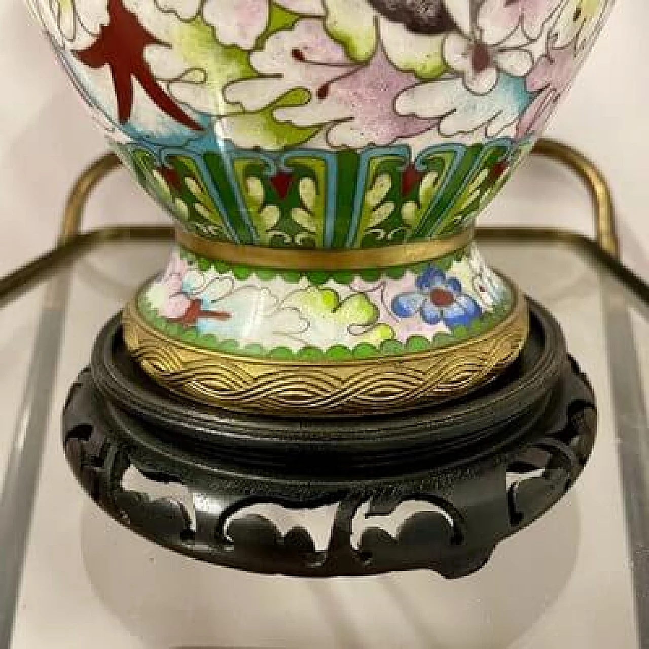 Chinese cloisonné vase with floral decoration, 1960s 7