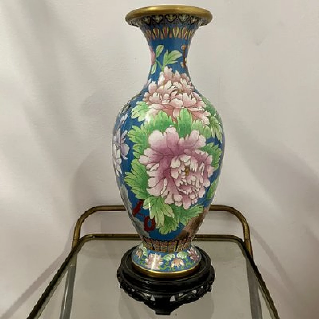 Chinese cloisonné vase with birds and floral decoration, 1960s 1