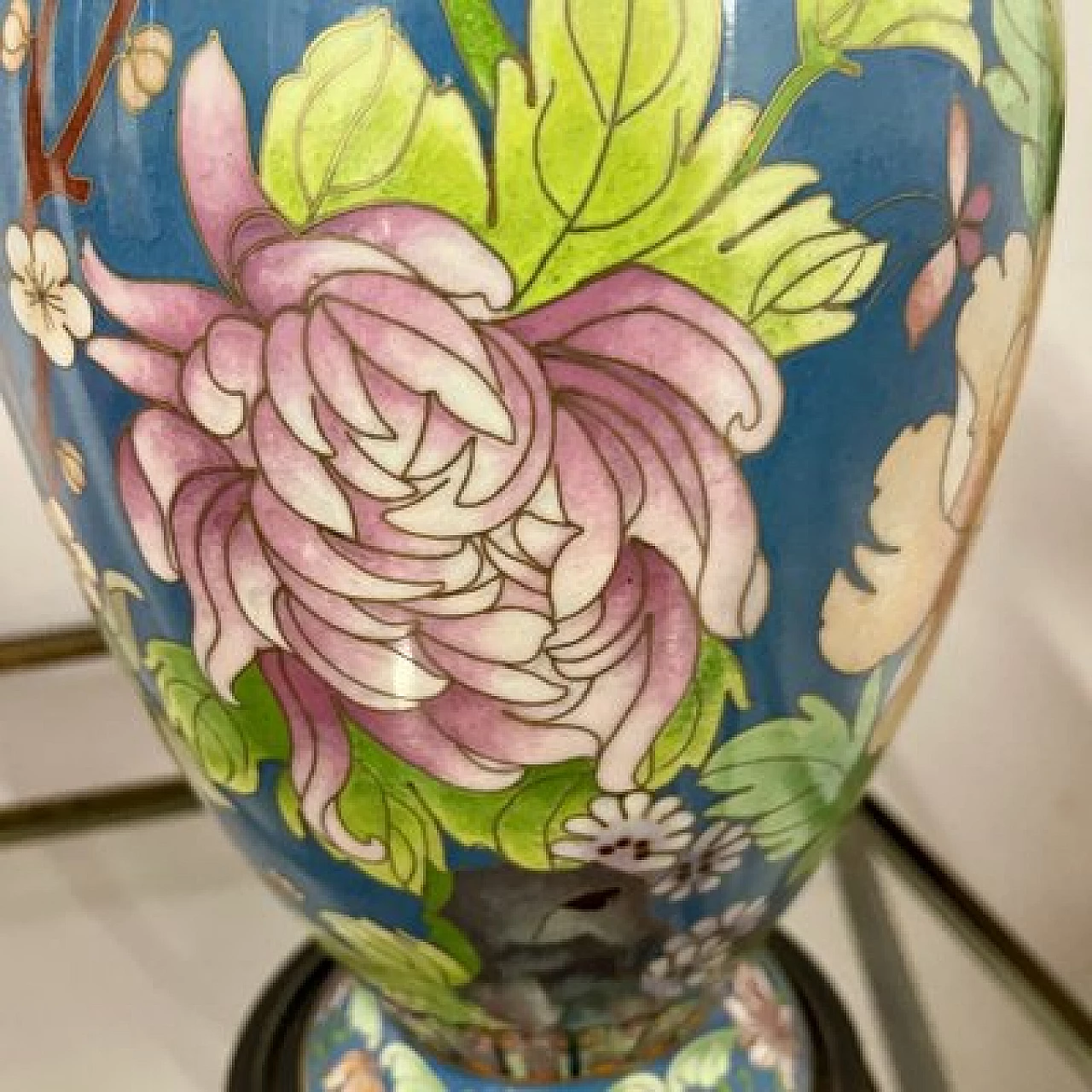Chinese cloisonné vase with birds and floral decoration, 1960s 9