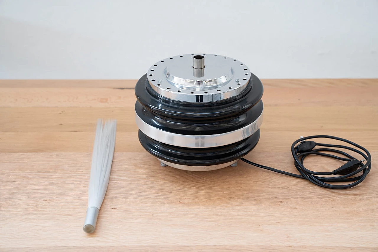 Lampada da tavolo in metallo cromato e fibra ottica, anni '70 12