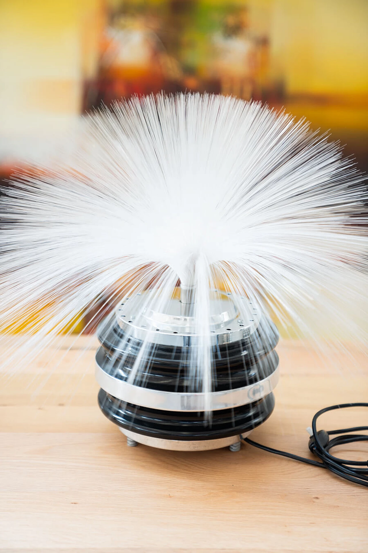 Lampada da tavolo in metallo cromato e fibra ottica, anni '70 13