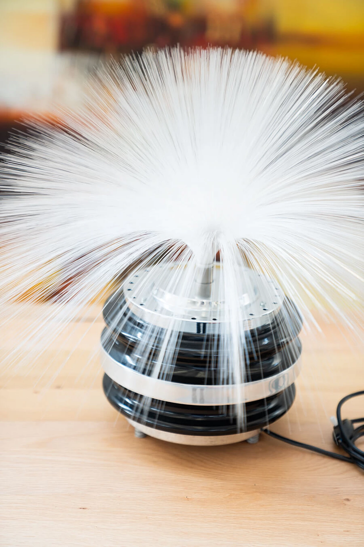 Lampada da tavolo in metallo cromato e fibra ottica, anni '70 14