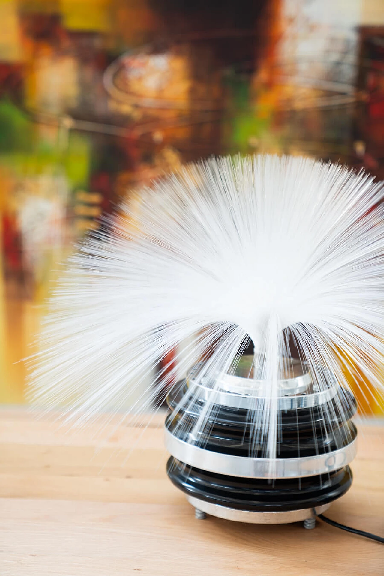 Lampada da tavolo in metallo cromato e fibra ottica, anni '70 16