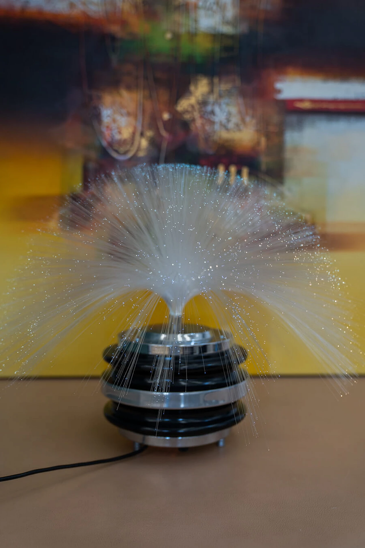 Lampada da tavolo in metallo cromato e fibra ottica, anni '70 17