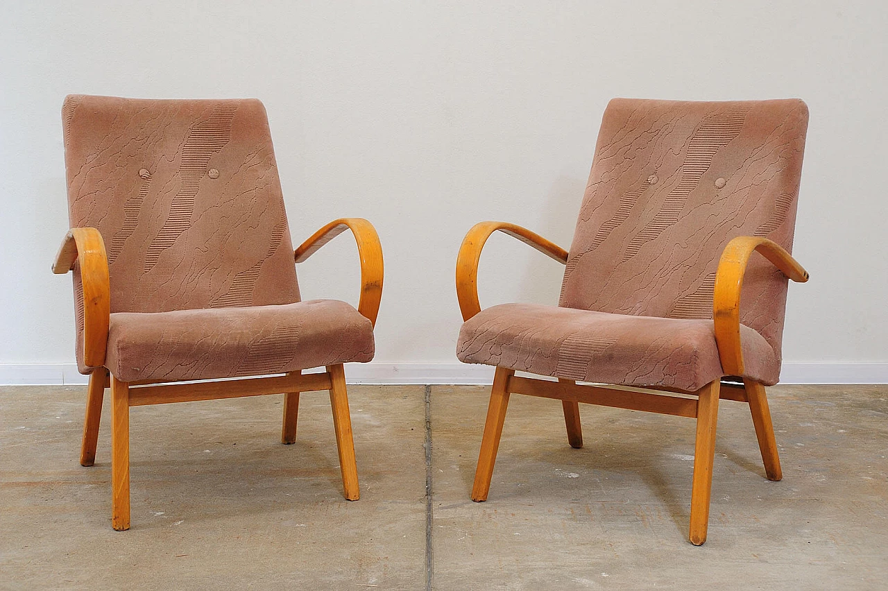 Coppia di poltrone in faggio curvato di Jaroslav Šmídek, anni '60 3