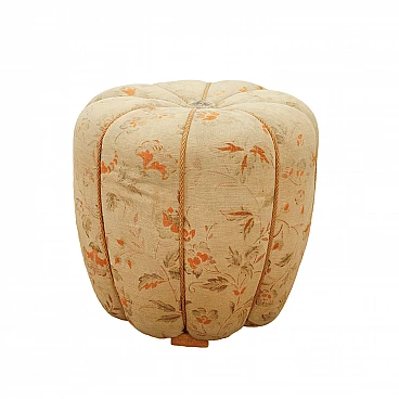 Art Deco pouf covered in patterned fabric by Jindřich Halabala for UP Závody, 1950s