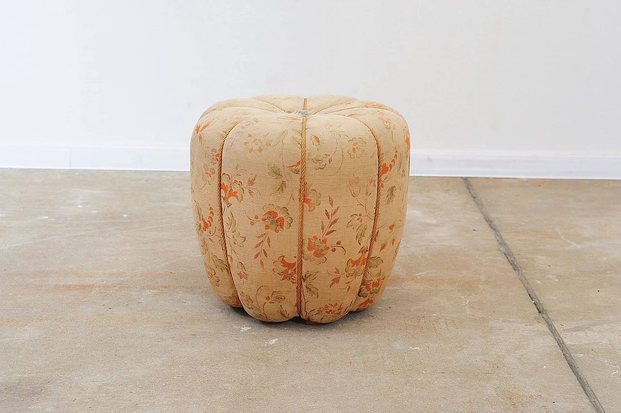 Pouf Art Déco rivestito in tessuto a fantasia di Jindřich Halabala per UP Závody, anni '50 9