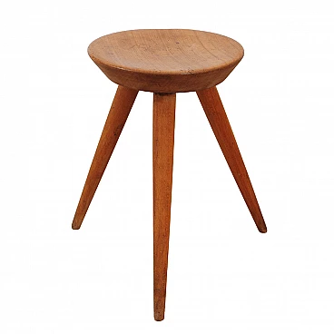 Three-legged beech stool by ULUV, 1960s
