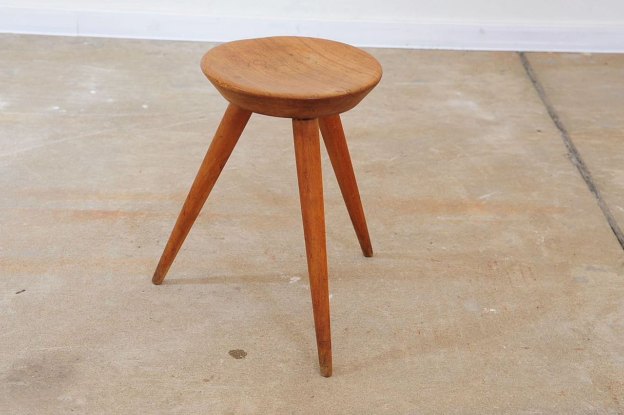 Sgabello a tre gambe in faggio di ULUV, anni '60 6