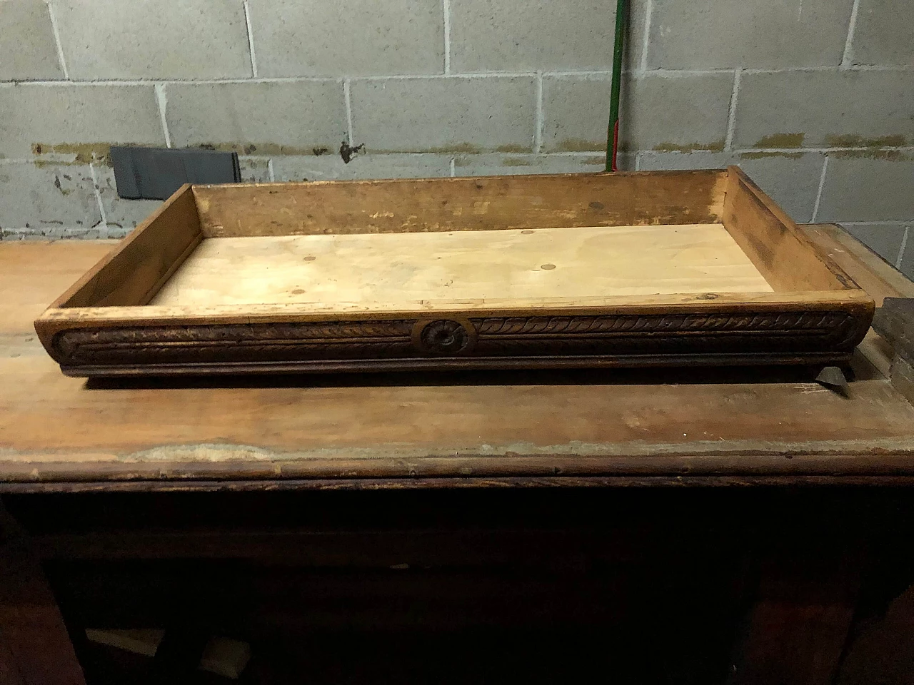 Bancone in mogano e pioppo con piano in marmo, inizio '900 7