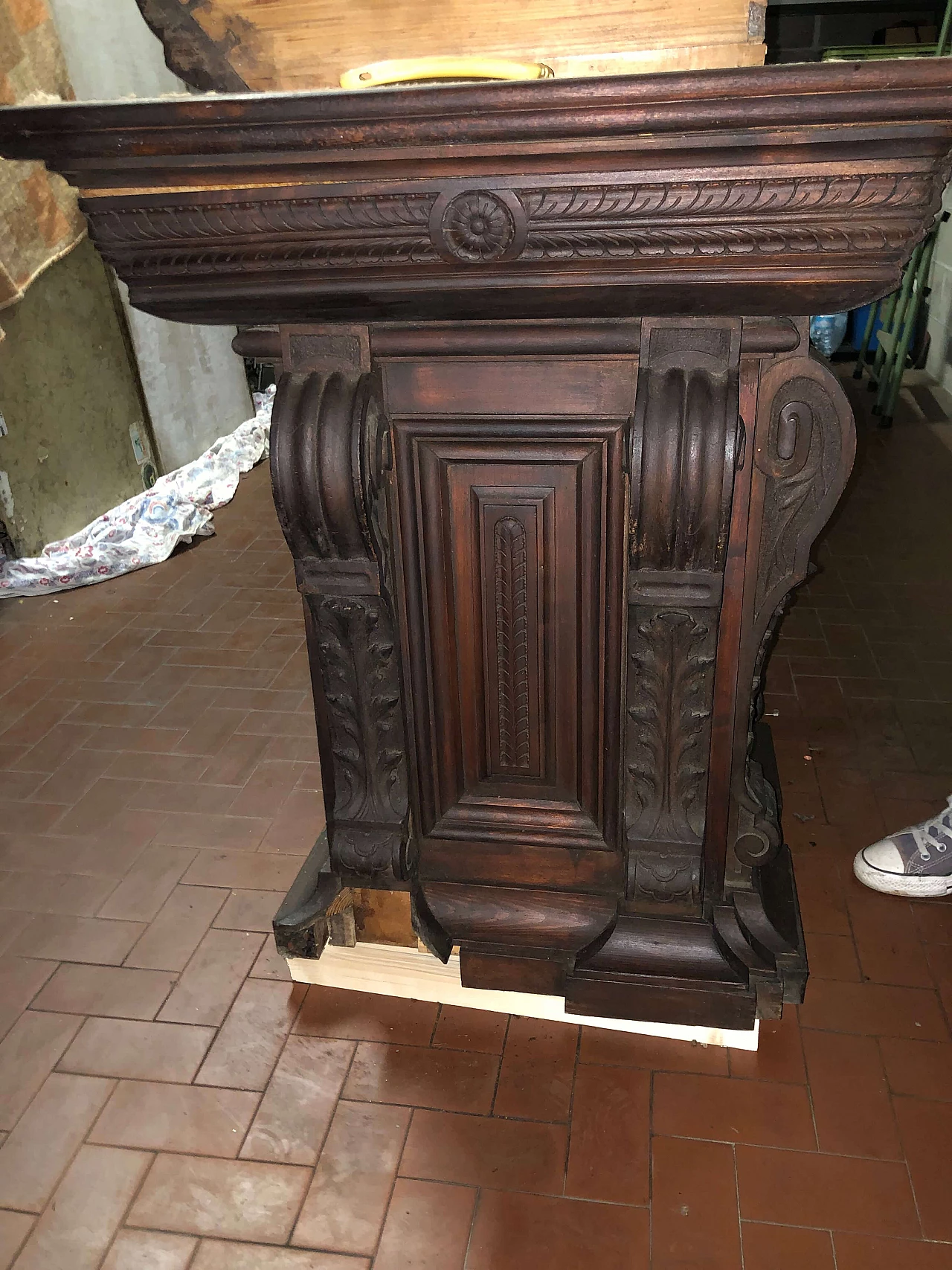 Bancone in mogano e pioppo con piano in marmo, inizio '900 14