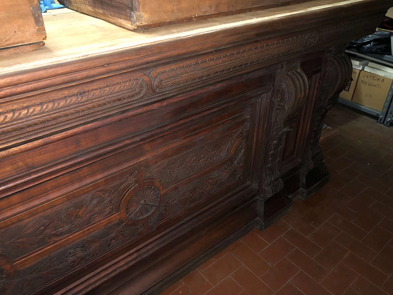 Mahogany and poplar counter with marble top, early 20th century 16