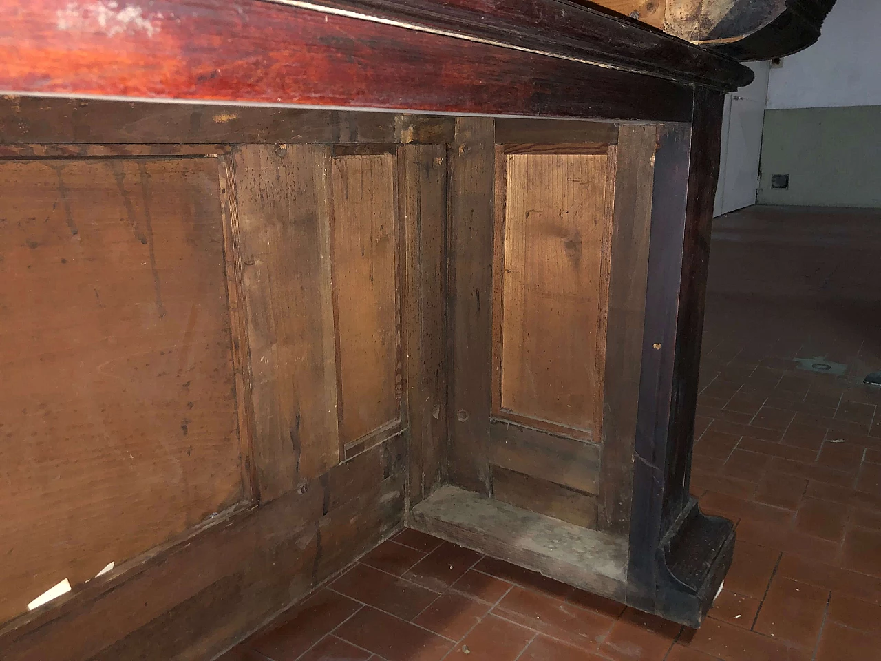 Bancone in mogano e pioppo con piano in marmo, inizio '900 20