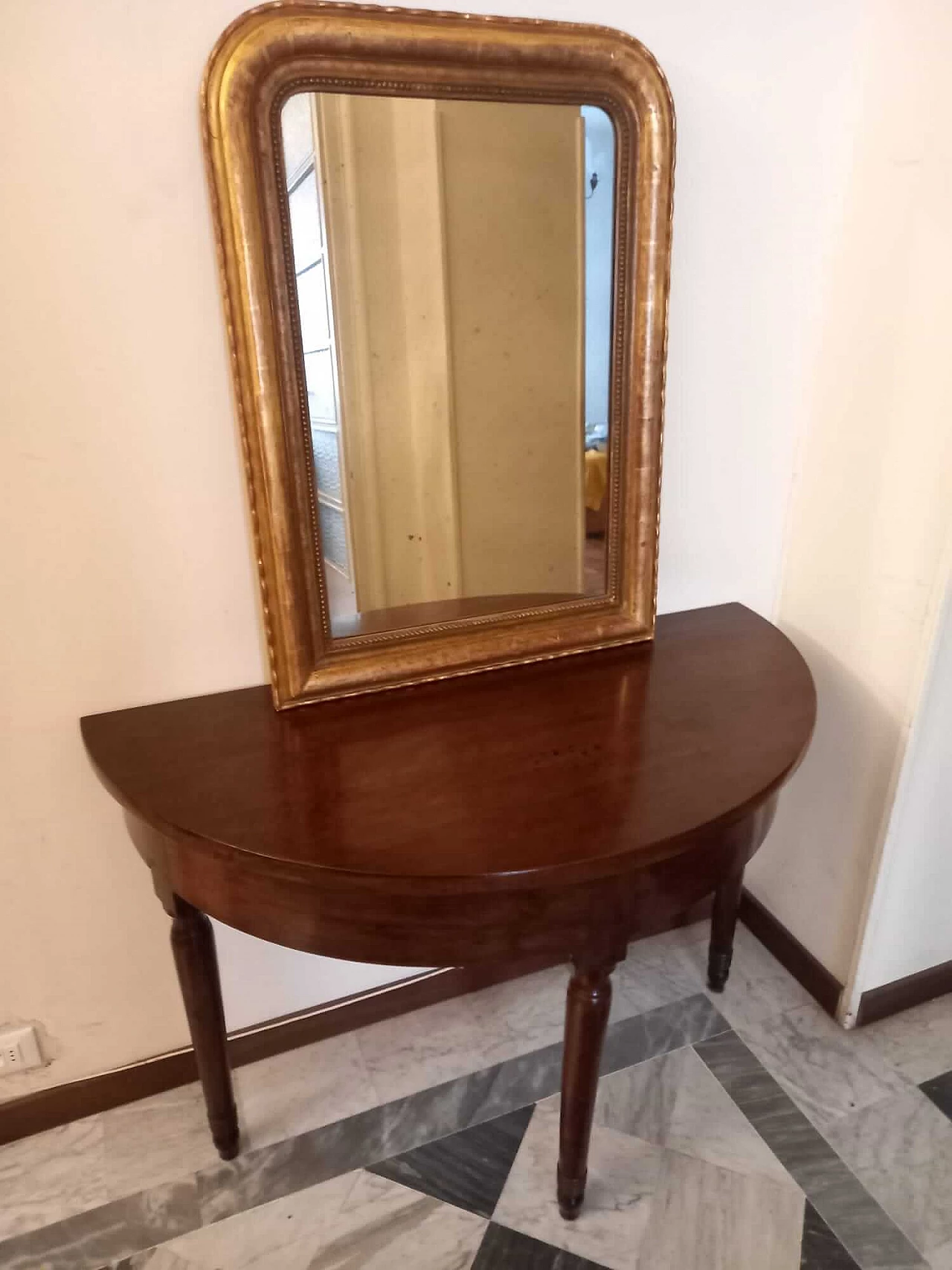 Pair of walnut half-moon consoles, mid-19th century 2