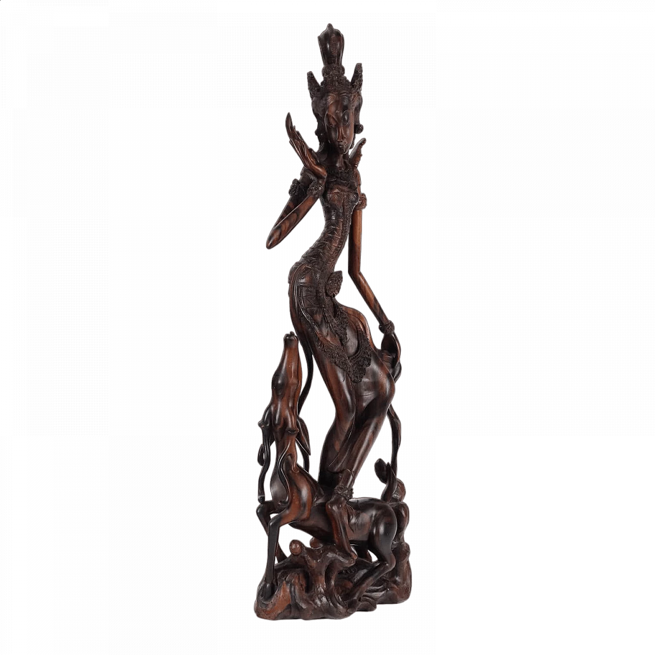 Indonesian teak sculpture of female figure 16