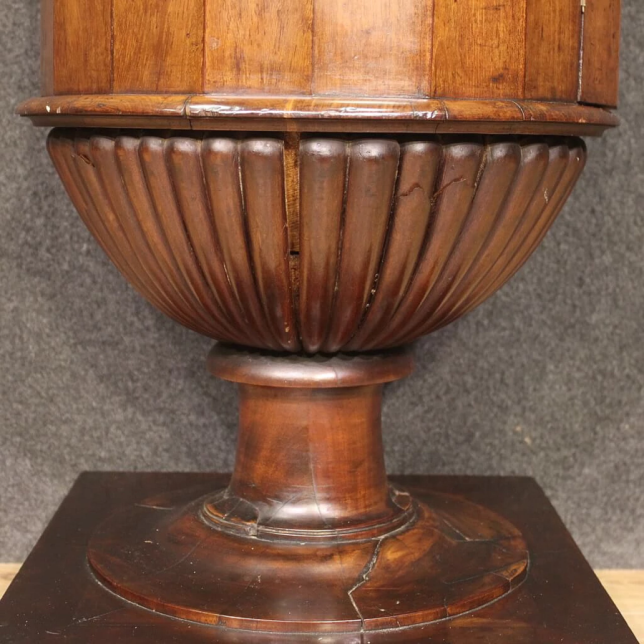 Genoese walnut bedside table with marble top, first half of the 19th century 3