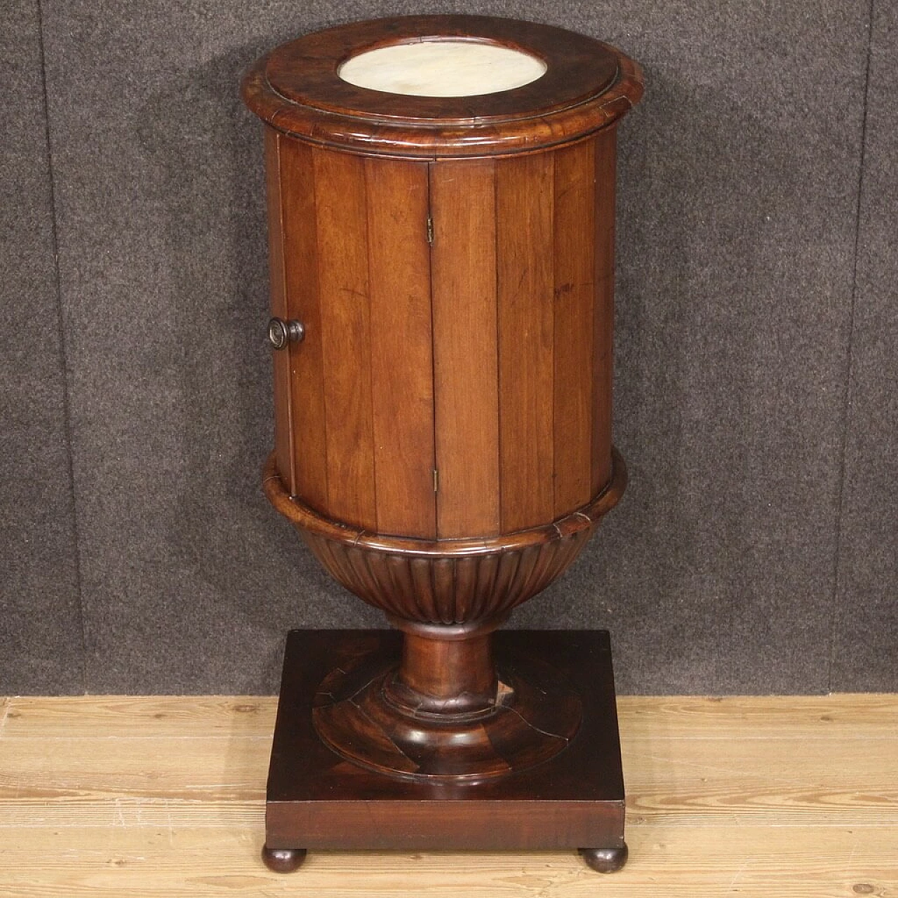 Genoese walnut bedside table with marble top, first half of the 19th century 6