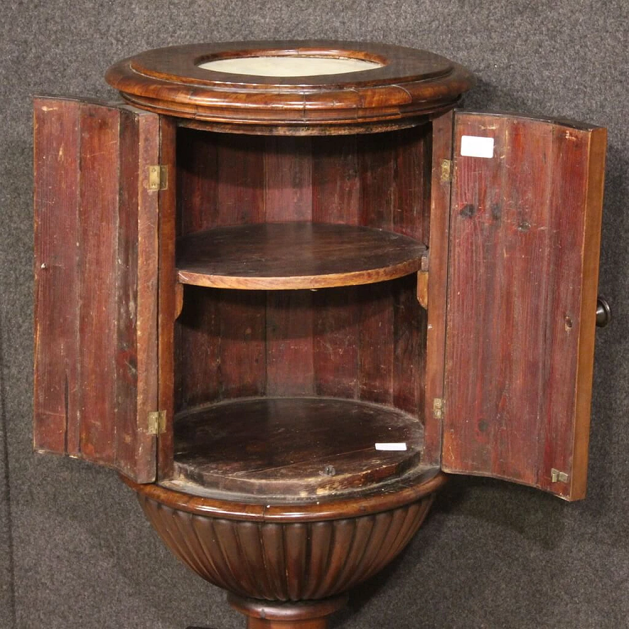 Genoese walnut bedside table with marble top, first half of the 19th century 10