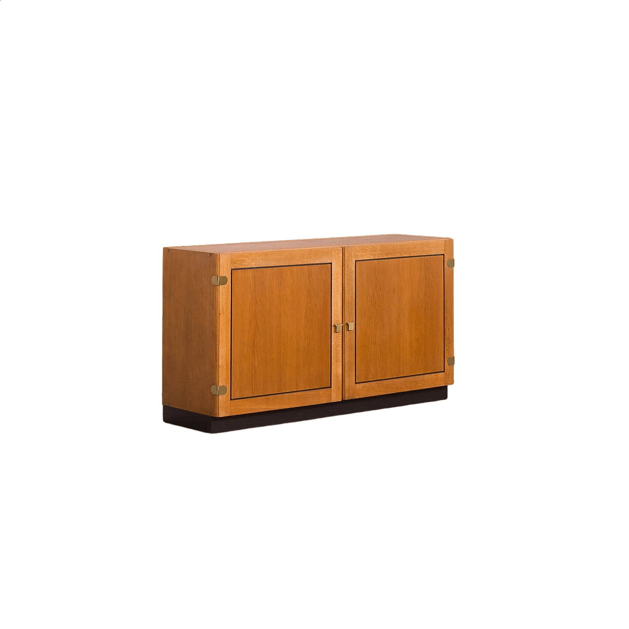 Oak sideboard with brass fittings and black painted details by Hansen & Guldborg, 1970s 18