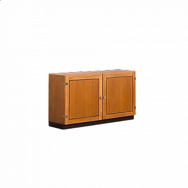 Oak sideboard with brass fittings and black painted details by Hansen & Guldborg, 1970s