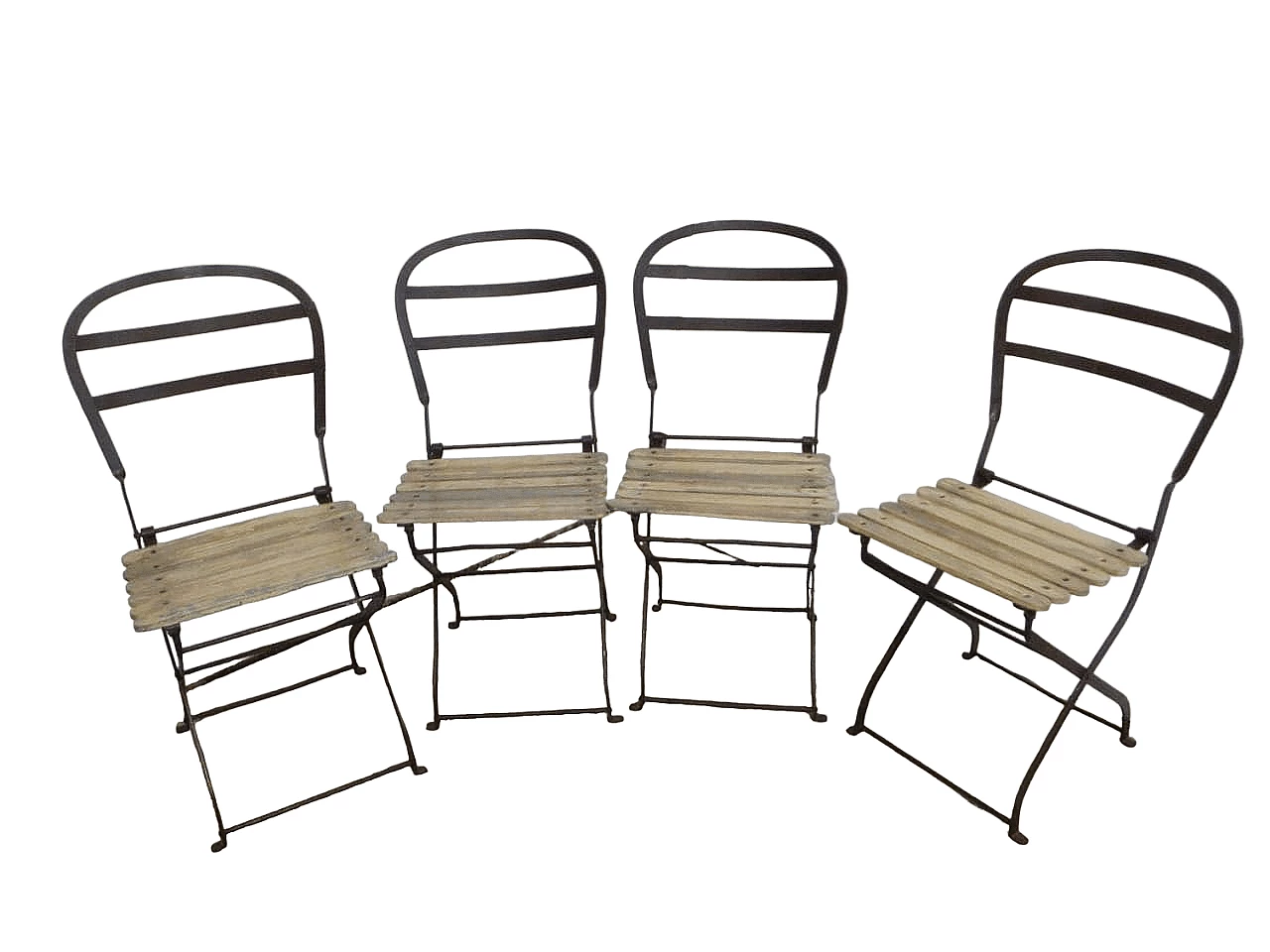4 Garden chairs in iron and spruce, 1950s 12