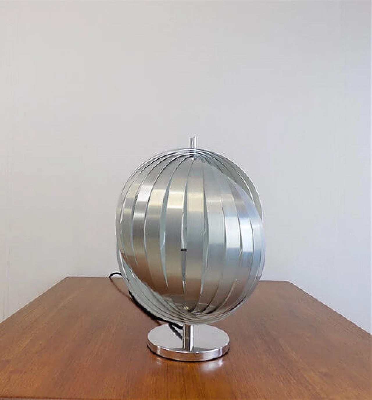 Moon aluminium table lamp by Henri Mathieu, 1970s 3