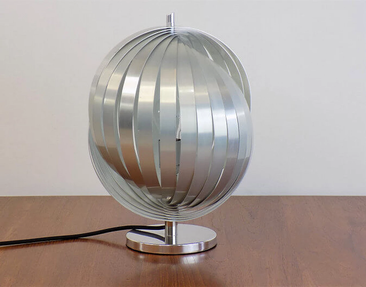 Moon aluminium table lamp by Henri Mathieu, 1970s 4