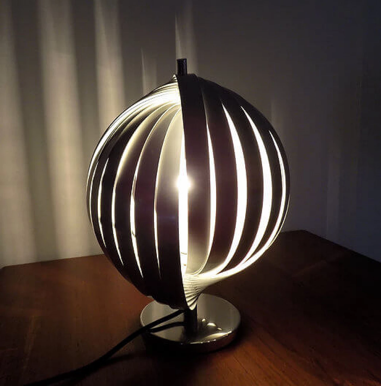 Moon aluminium table lamp by Henri Mathieu, 1970s 10