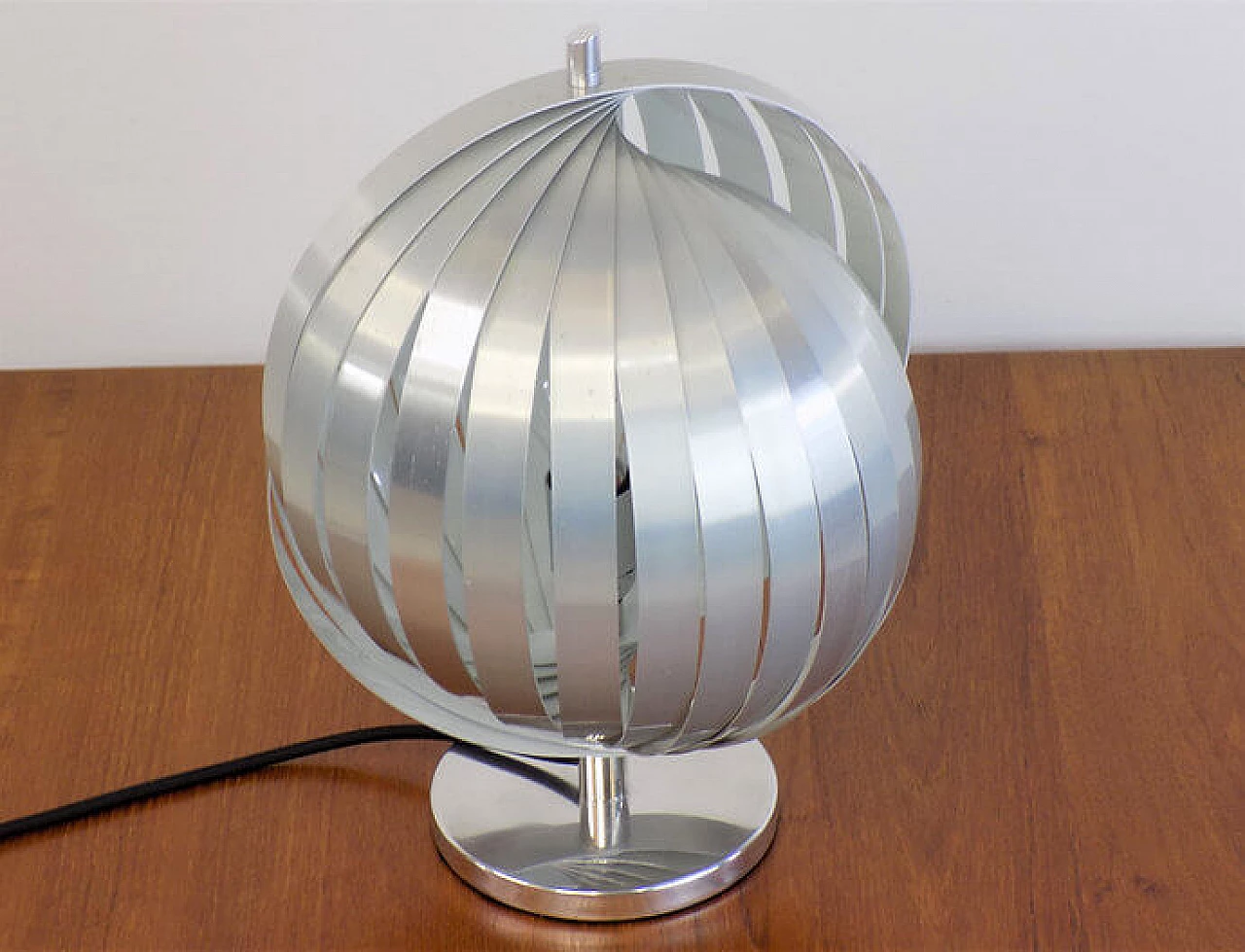 Moon aluminium table lamp by Henri Mathieu, 1970s 12