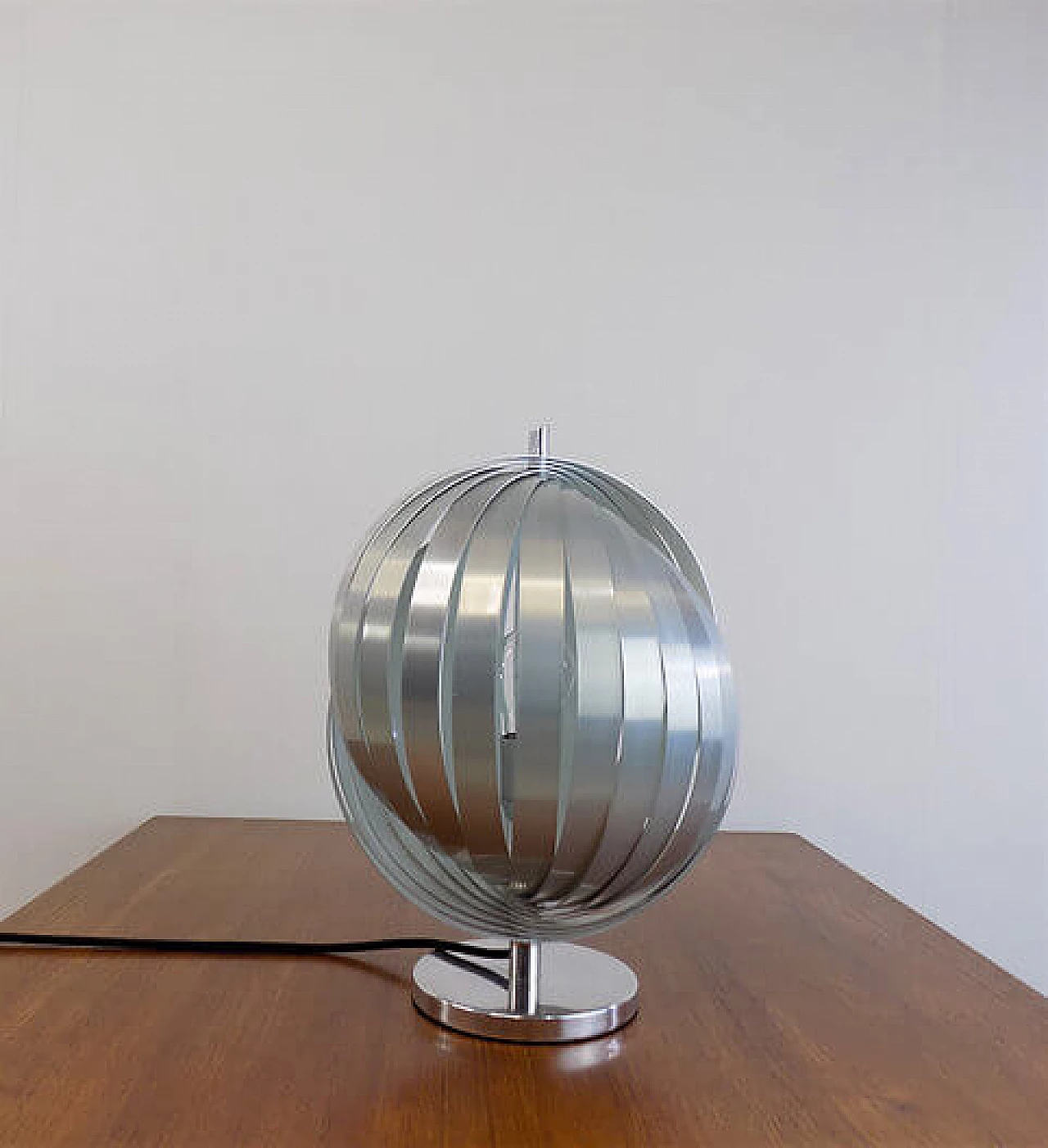 Moon aluminium table lamp by Henri Mathieu, 1970s 14