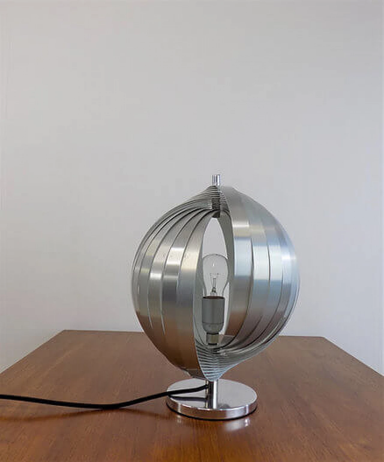 Moon aluminium table lamp by Henri Mathieu, 1970s 15