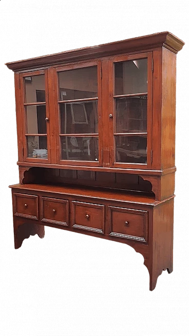 Two-body larch bookcase with display case, 19th century