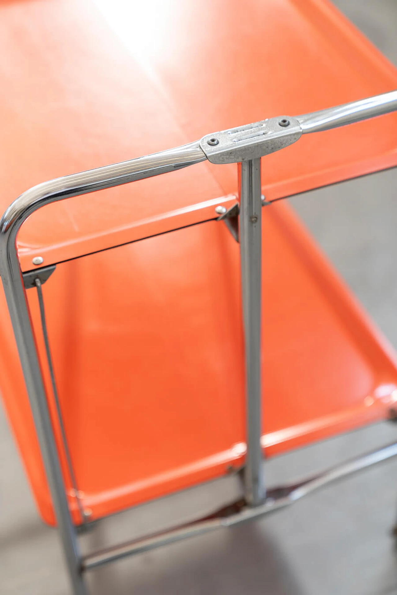 Orange plastic and metal folding trolley, 1970s 1379875