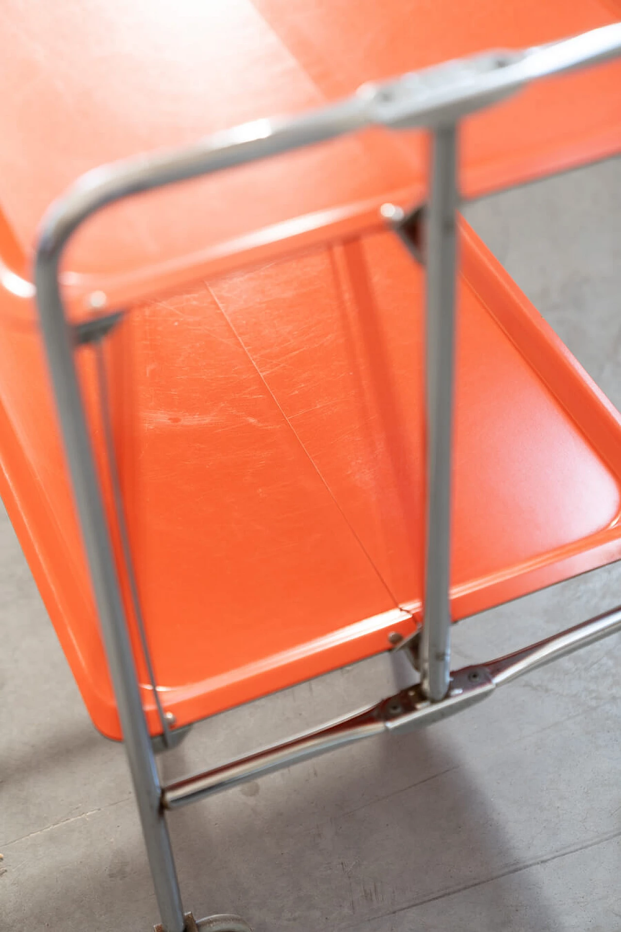 Orange plastic and metal folding trolley, 1970s 1379876