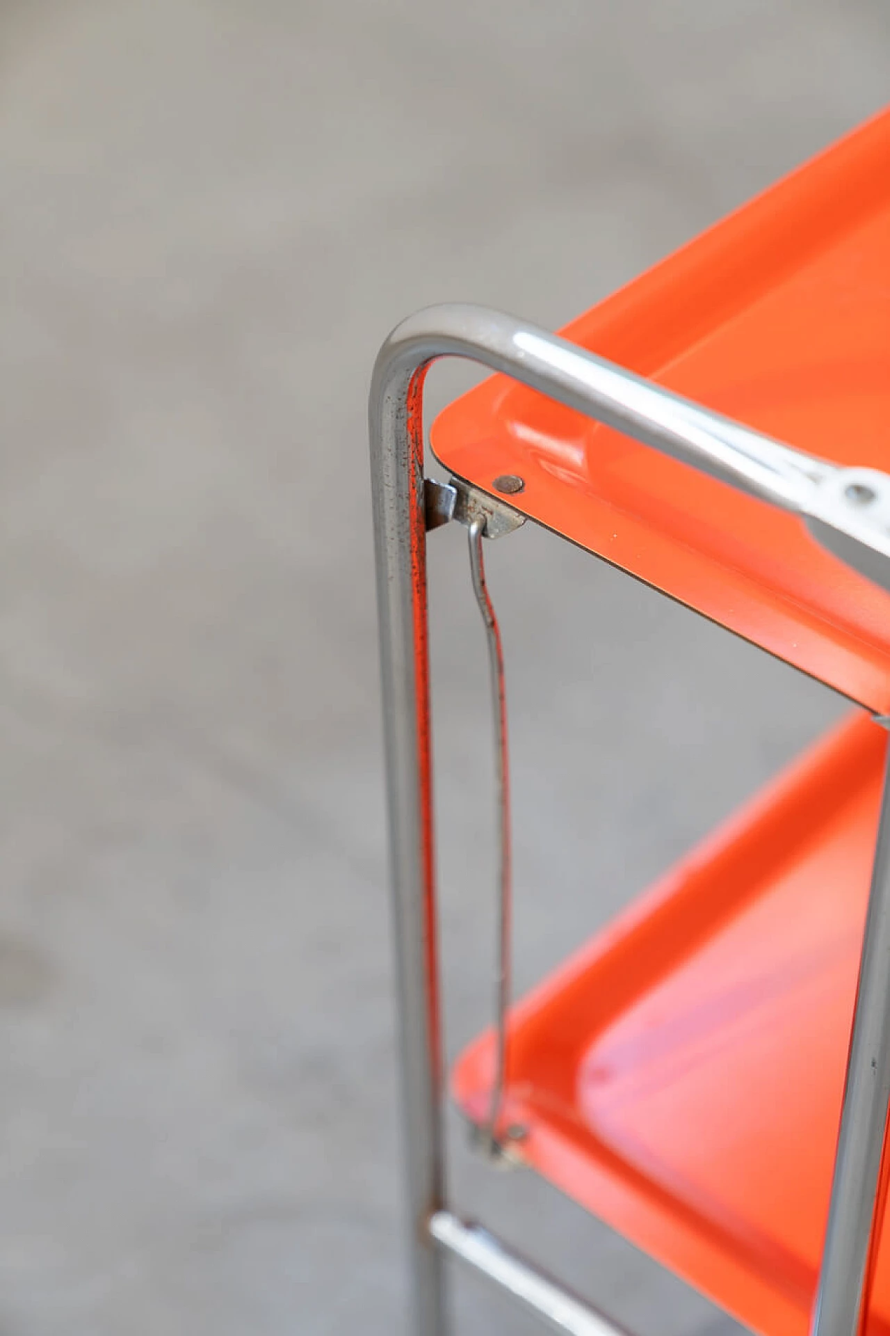 Orange plastic and metal folding trolley, 1970s 1379878