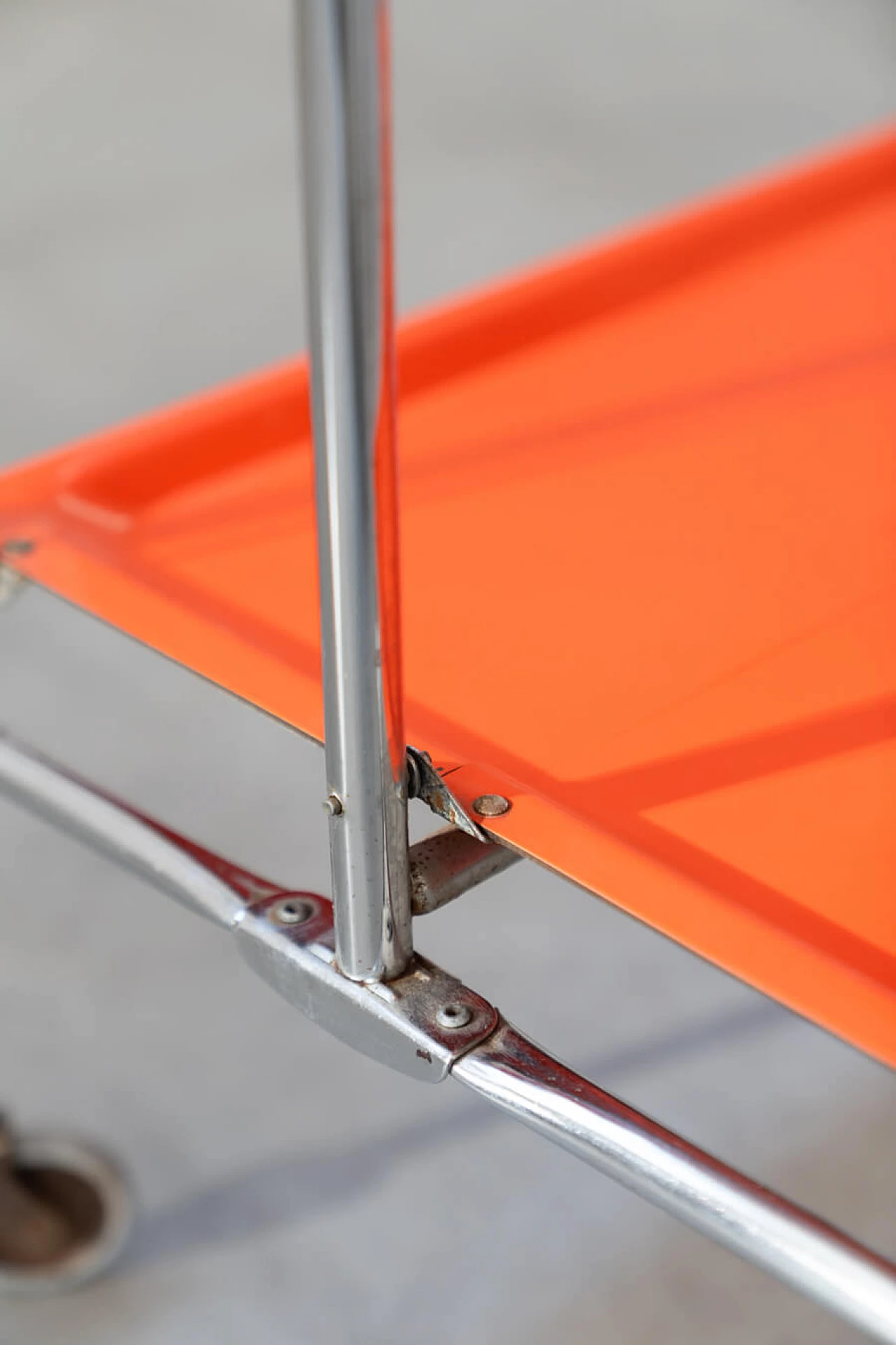Orange plastic and metal folding trolley, 1970s 1379880