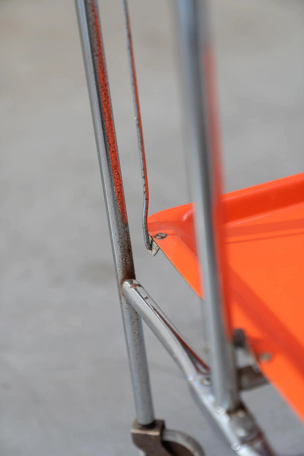 Orange plastic and metal folding trolley, 1970s 1379881