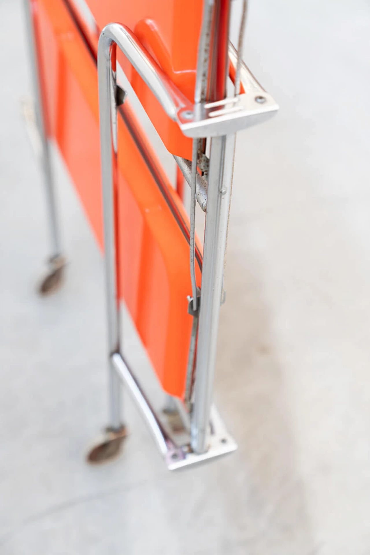 Orange plastic and metal folding trolley, 1970s 1379885