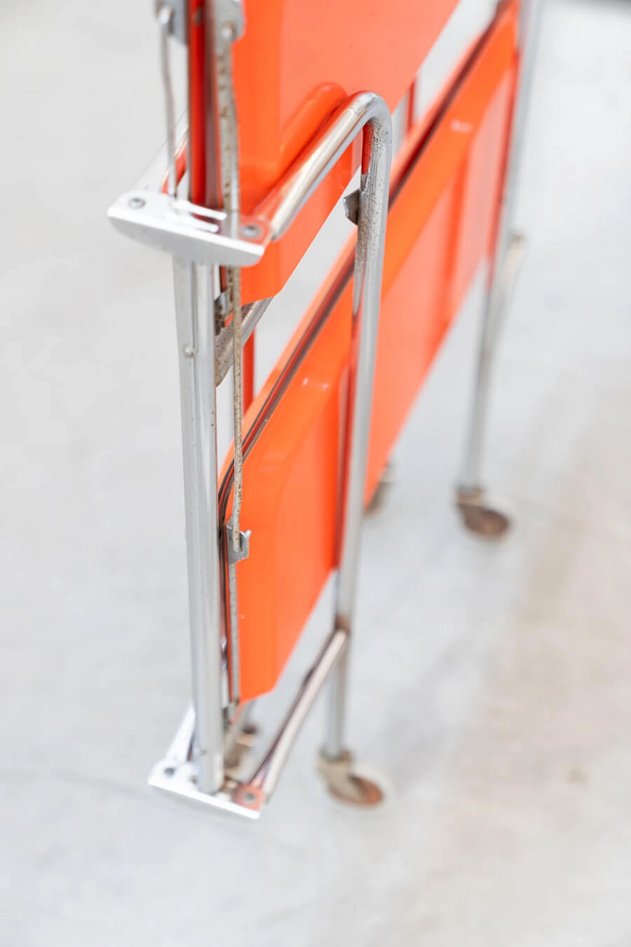 Orange plastic and metal folding trolley, 1970s 1379886