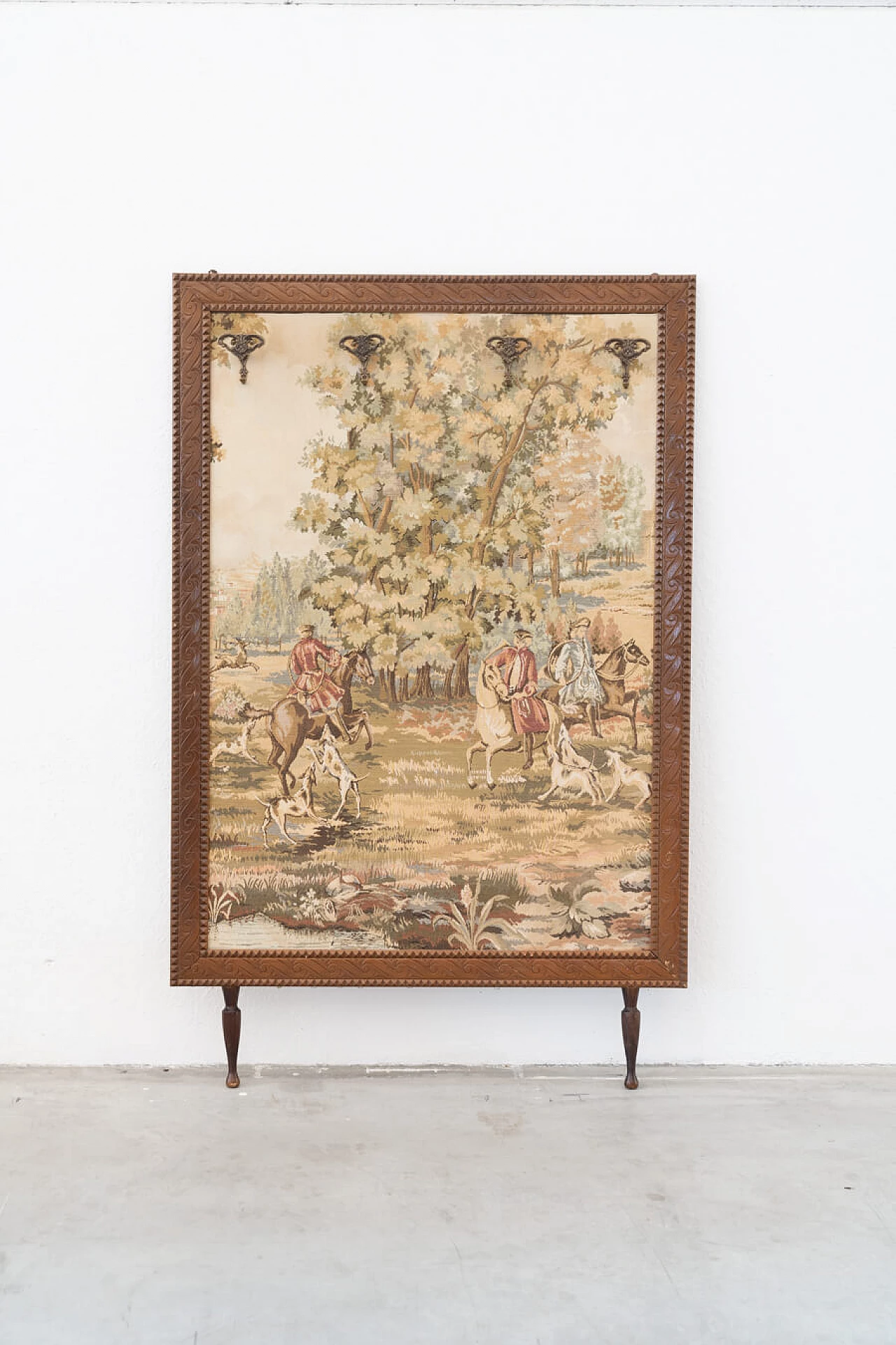 Tapestry with wooden frame and brass hangers, 1960s 1460361