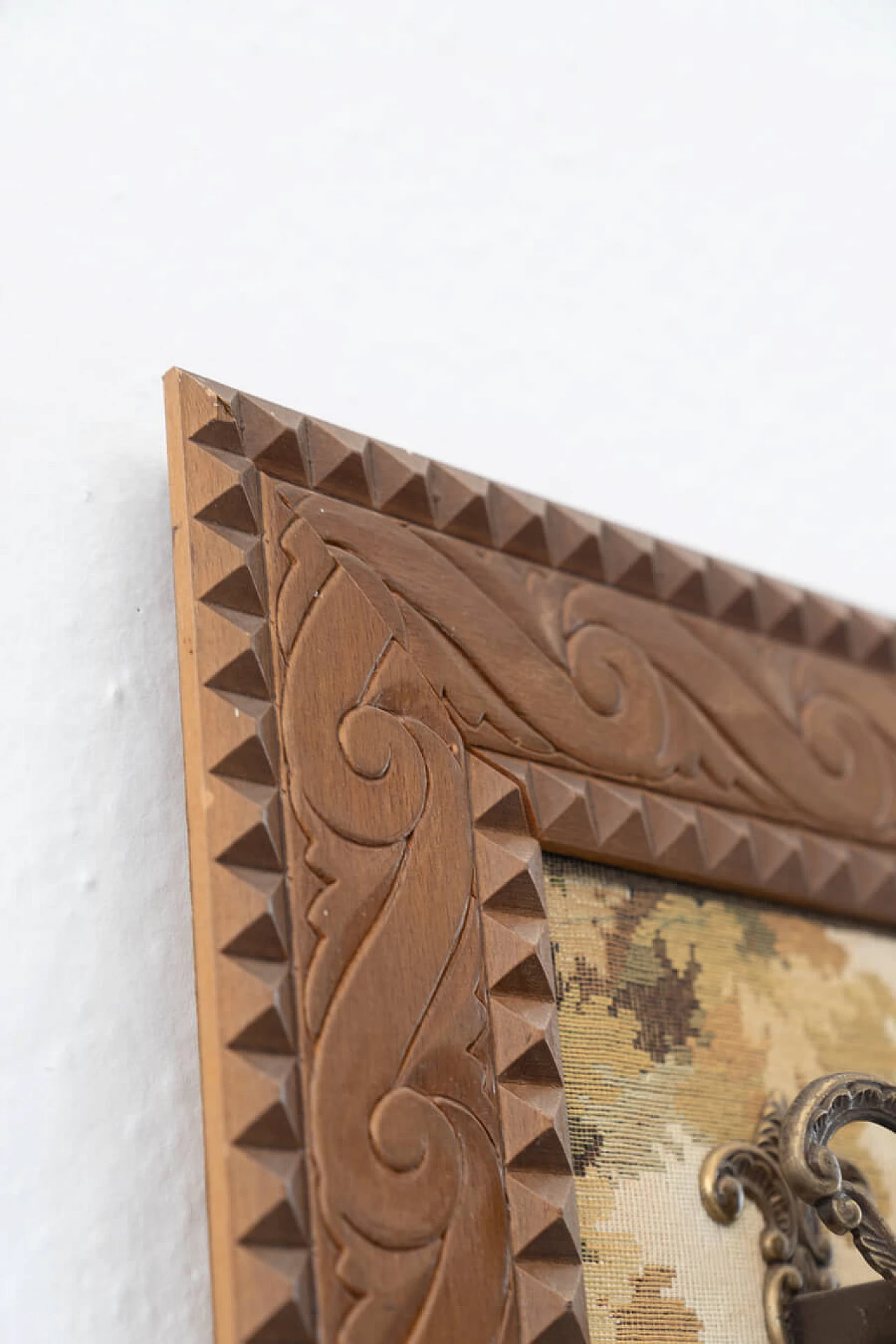 Tapestry with wooden frame and brass hangers, 1960s 1460365