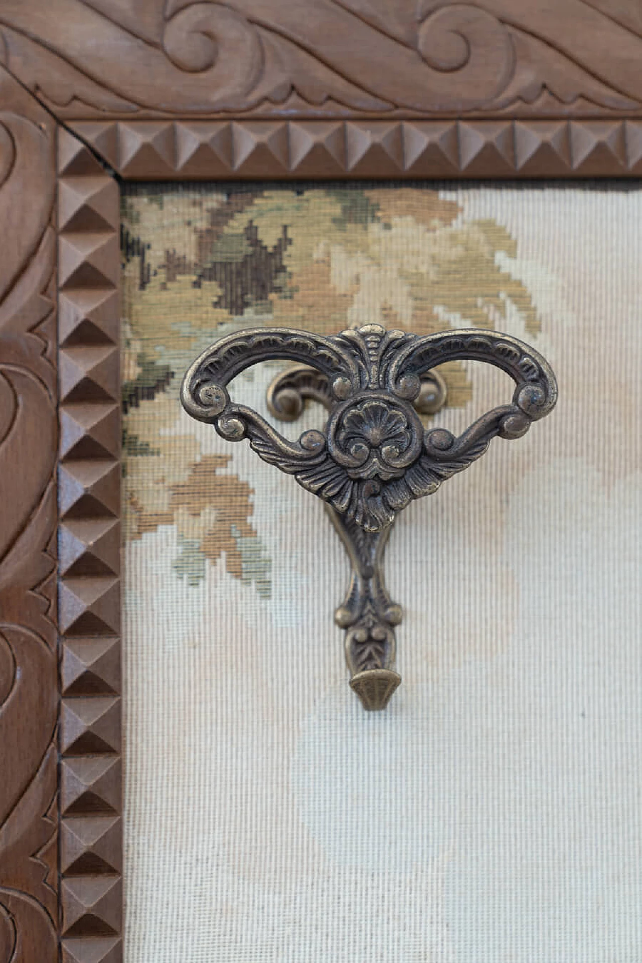 Tapestry with wooden frame and brass hangers, 1960s 1460368