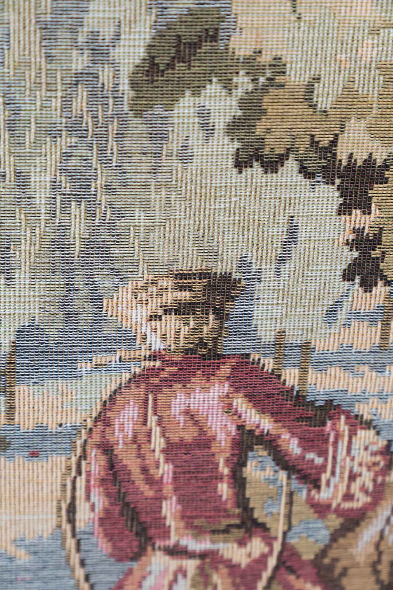 Tapestry with wooden frame and brass hangers, 1960s 1460378