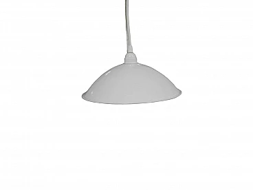 Lampada a sospensione in metallo smaltato bianco, anni '80