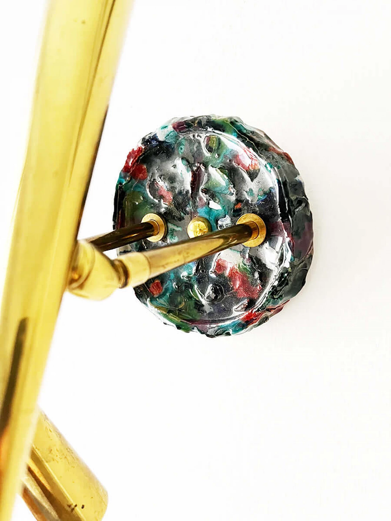 6 Brass and ceramic wall lamps by Leonardi Leoncillo for Lumi, 1950s 2