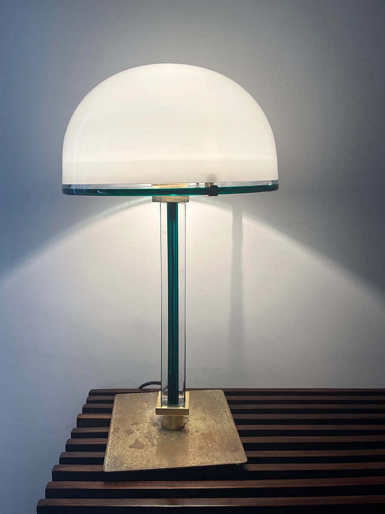 Belboi table lamp in milky glass and metal by Venini, 1991 5