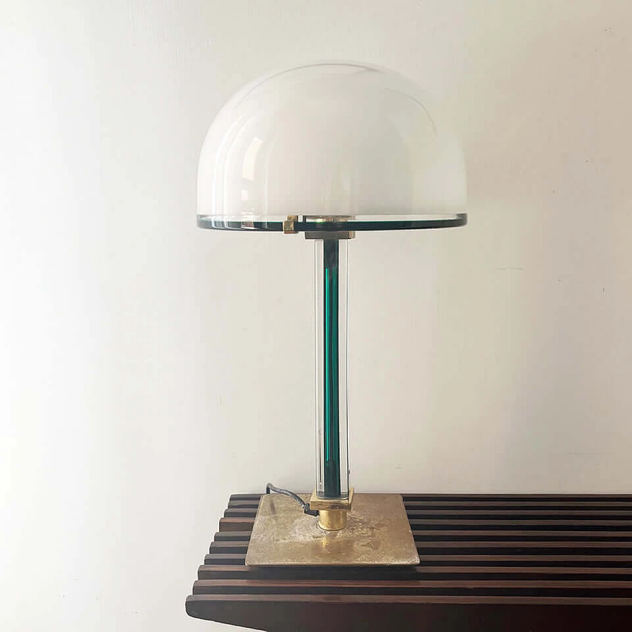Belboi table lamp in milky glass and metal by Venini, 1991 7