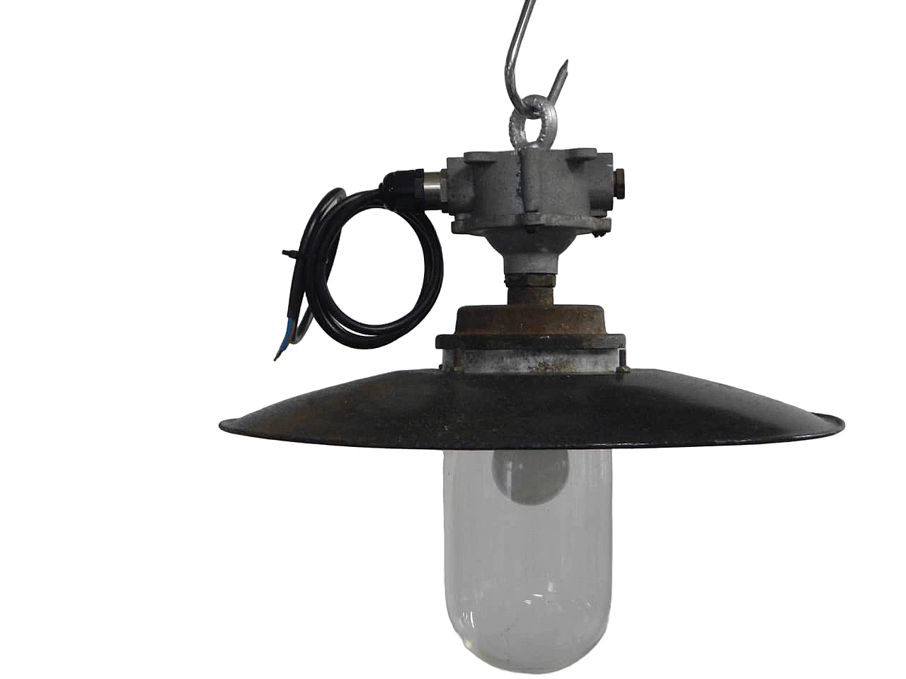 Metal and glass outdoor hanging lamp, 1940s 13